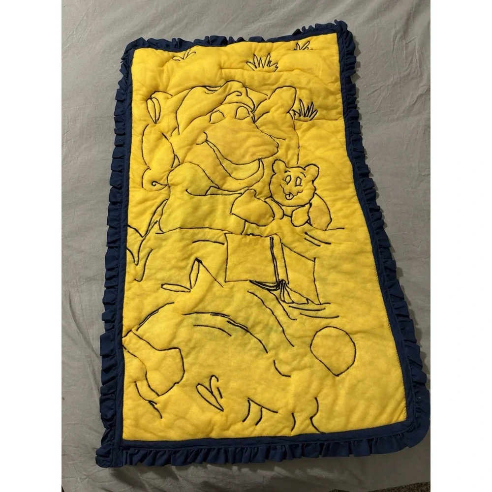 Vintage Barney‎ Barney's Bedtime Stories Quilt Crib Baby Blanket Plush 26x41